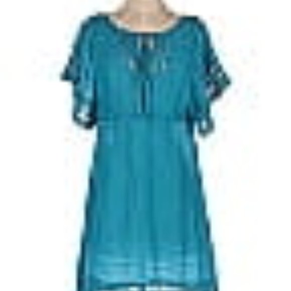 Anthropologie HD in Paris Crochet Turquoise Tunic Dress, Size 2 - Picture 3 of 7